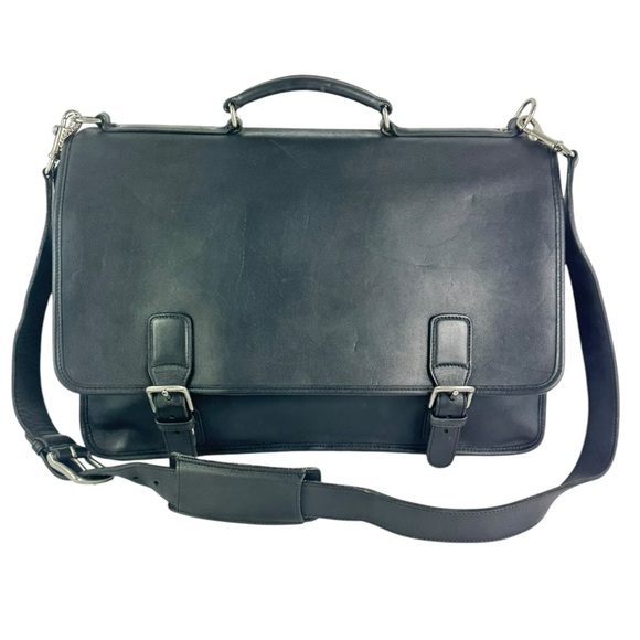 COACH Black Leather Thompson Vintage Unisex Briefcase Messenger Bag 5310